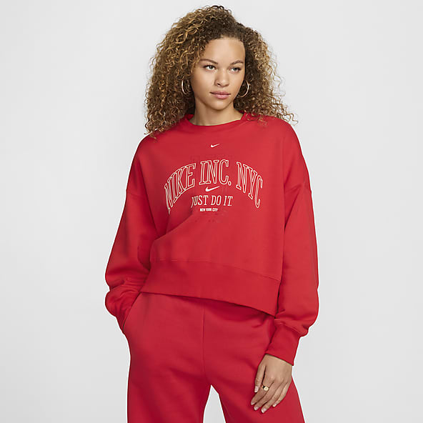Nike red sweatshirt womens sale